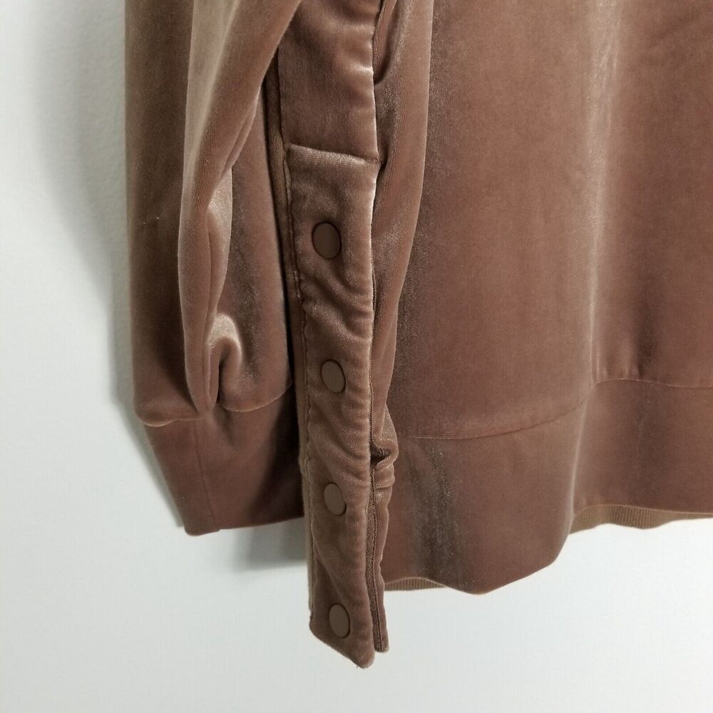 Talbots Tan'Brown Velvet-Sleeve Crewneck Sweater
